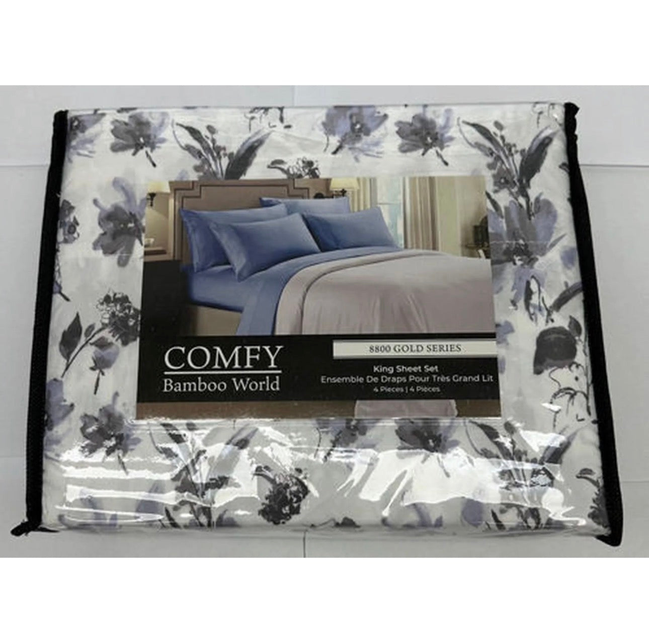 COMFY BAMBOO WORLD QUEEN SHEET SET 4PCS - SAGE GREEN FLORAL