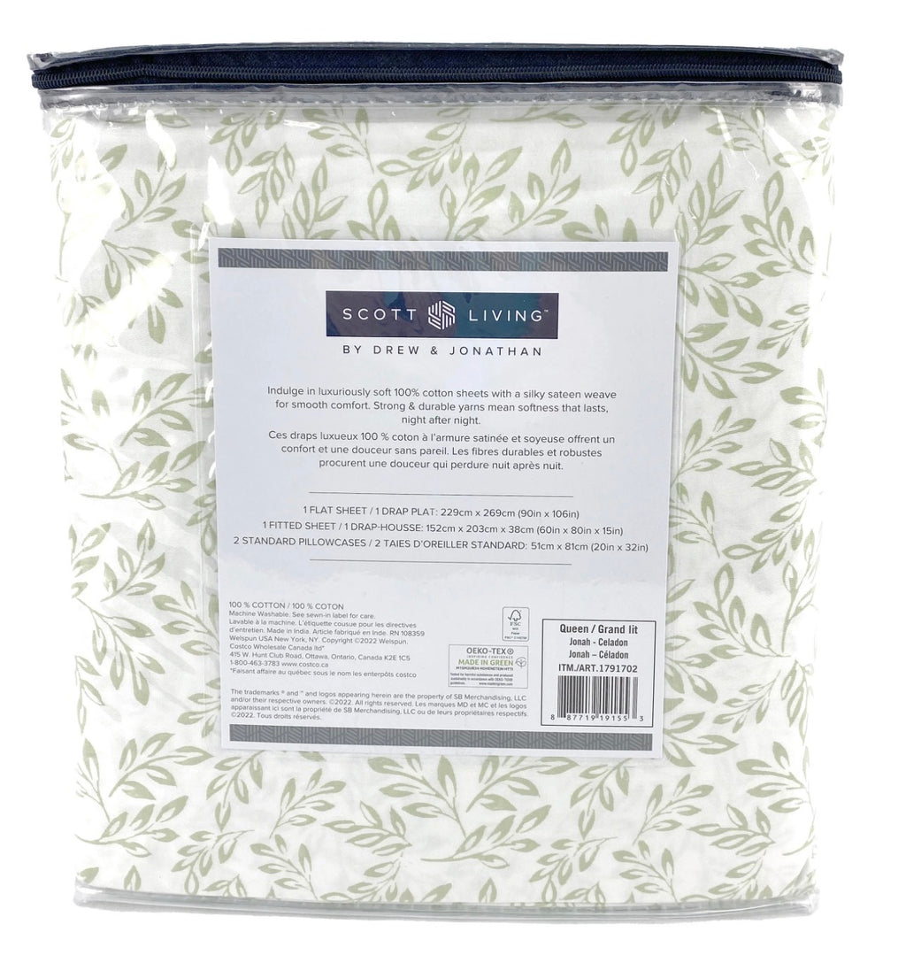 COMFY BAMBOO WORLD QUEEN SHEET SET 4PCS - SAGE GREEN FLORAL