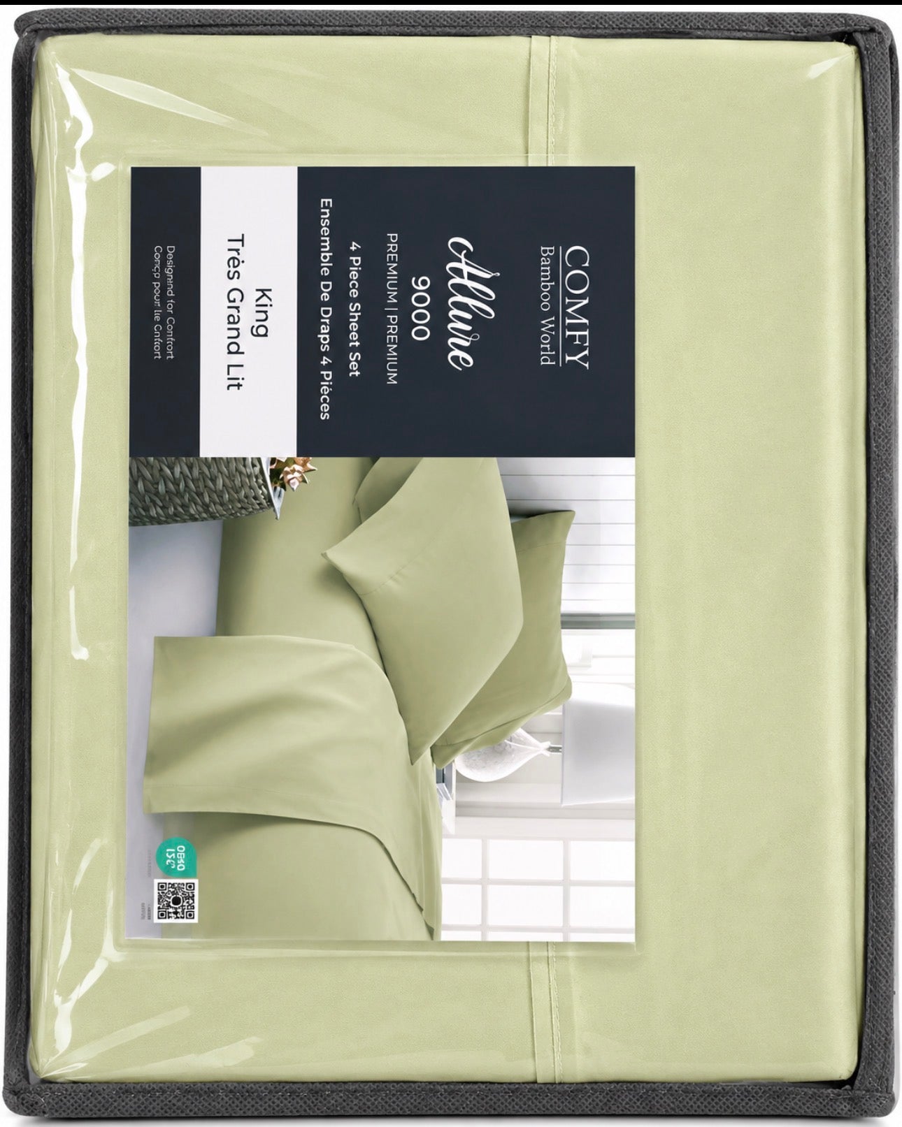COMFY BAMBOO WORLD QUEEN SHEET SET 4PCS - SAGE GREEN FLORAL