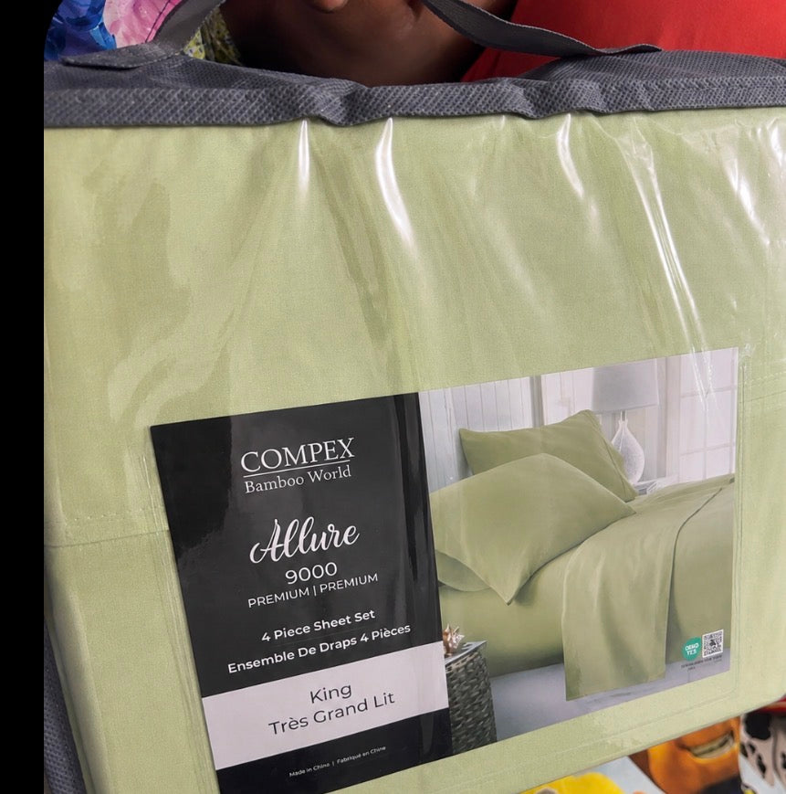 COMFY BAMBOO WORLD QUEEN SHEET SET 4PCS - SAGE GREEN FLORAL