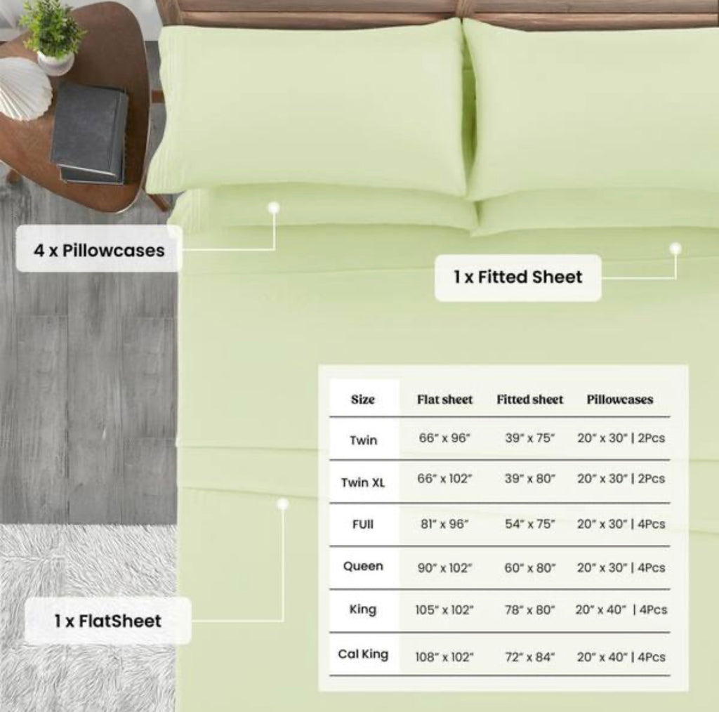 COMFY BAMBOO WORLD QUEEN SHEET SET 4PCS - SAGE GREEN FLORAL