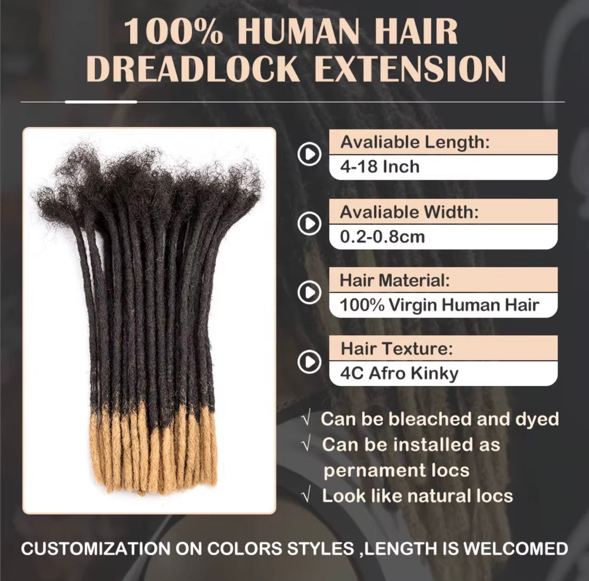 Dreadlocks Crochet Extensions Ombré Noir & Blond